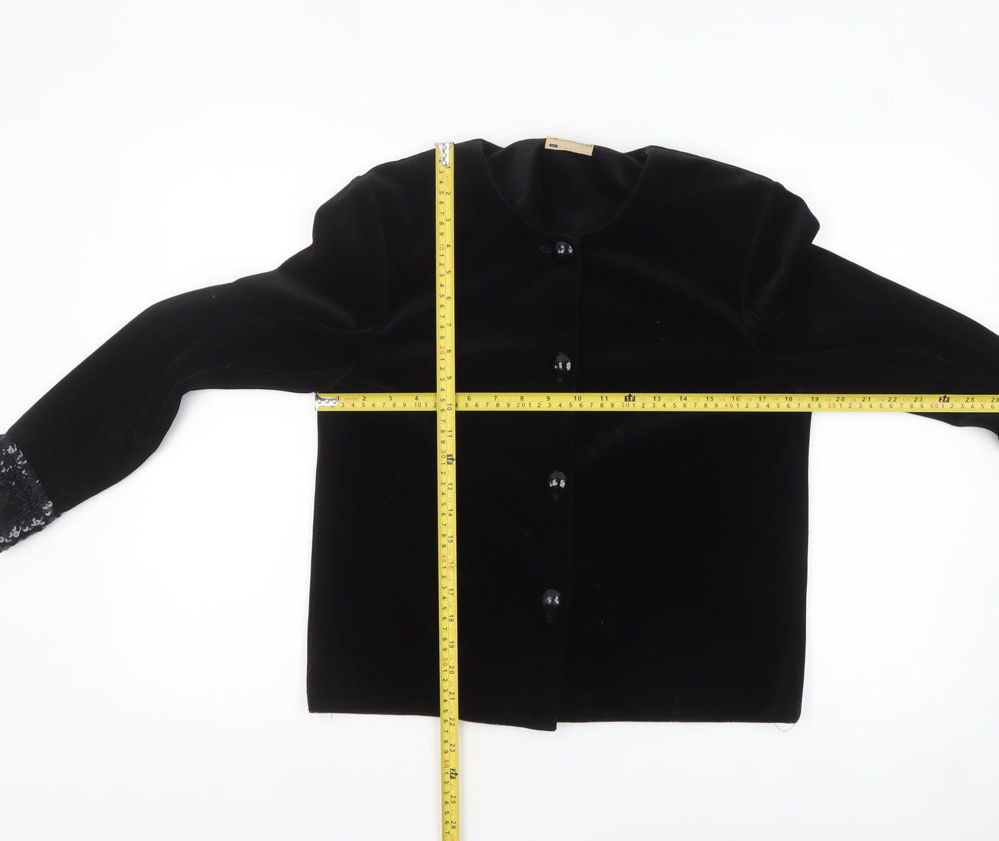 Classics Women's Black Sequin Cuff Velvet Jacket Size 12