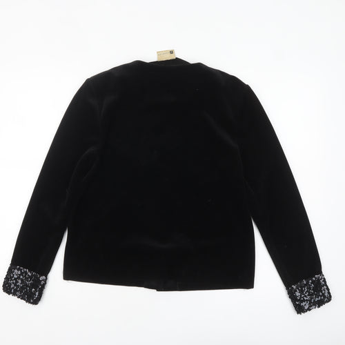 Classics Women's Black Sequin Cuff Velvet Jacket Size 12