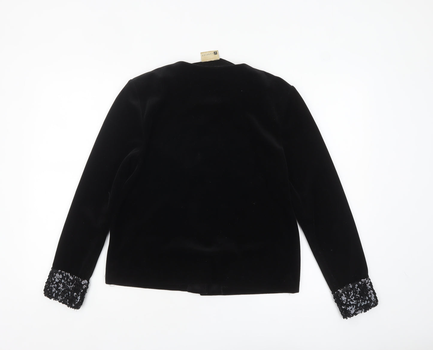 Classics Women's Black Sequin Cuff Velvet Jacket Size 12