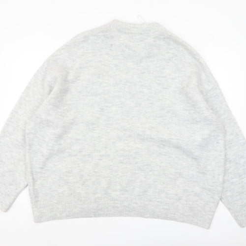New Look Women Grey NYC Pullover Jumper Size L Crew Neck Soft Knit