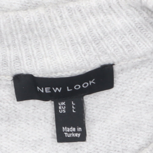 New Look Women Grey NYC Pullover Jumper Size L Crew Neck Soft Knit