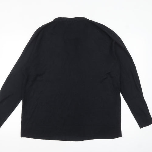 TU Men's Black Henley Knit Jumper Medium Lightweight Casual