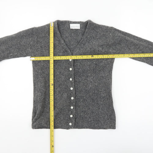 Essentials Women's Grey Angora Silk Blend V-Neck Cardigan Size 10