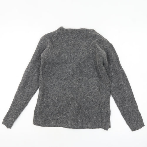 Essentials Women's Grey Angora Silk Blend V-Neck Cardigan Size 10