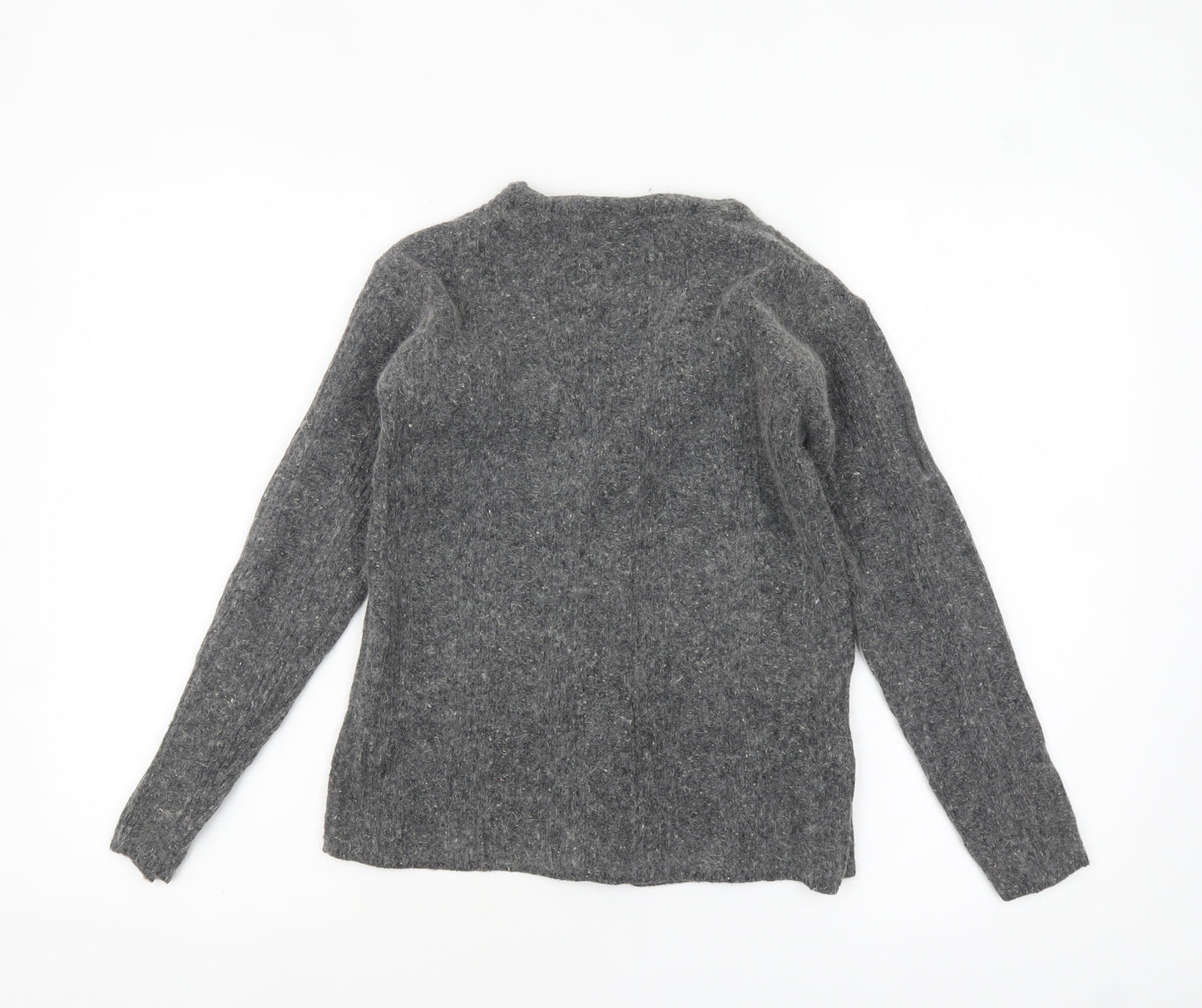 Essentials Women's Grey Angora Silk Blend V-Neck Cardigan Size 10