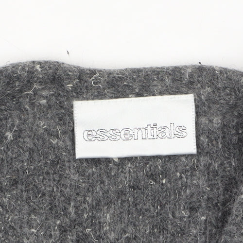 Essentials Women's Grey Angora Silk Blend V-Neck Cardigan Size 10