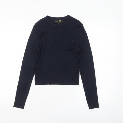 Marks and Spencer Women's Navy Blue Size 14 Crew Neck Pullover Jumper
