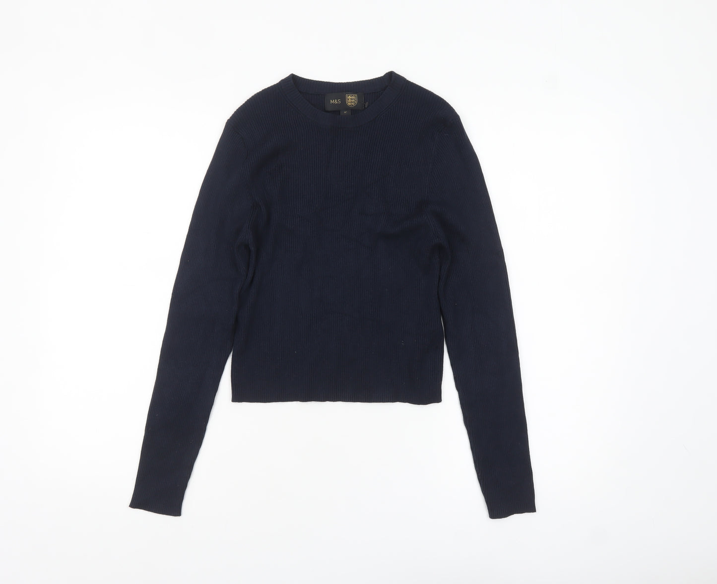 Marks and Spencer Women's Navy Blue Size 14 Crew Neck Pullover Jumper