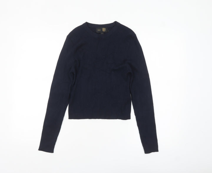 Marks and Spencer Women's Navy Blue Size 14 Crew Neck Pullover Jumper