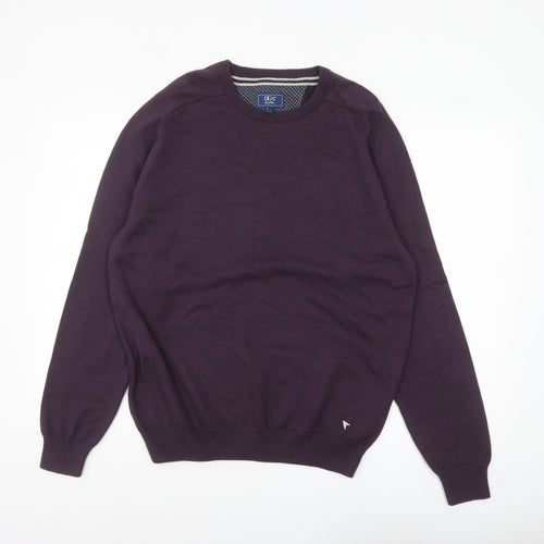 DG'S Drifter Men's Purple Cotton Acrylic Crew Neck Jumper L