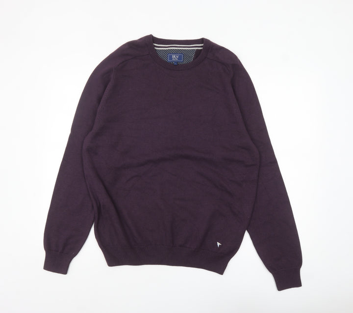 DG'S Drifter Men's Purple Cotton Acrylic Crew Neck Jumper L