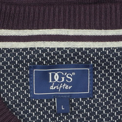 DG'S Drifter Men's Purple Cotton Acrylic Crew Neck Jumper L