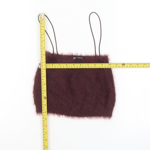 Zara Women Brown Fuzzy Knit Camisole Tank Top Size S
