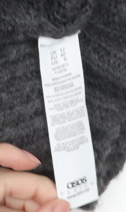 ASOS Women’s Grey Mock Neck Long Sleeve Pullover Jumper Size 12