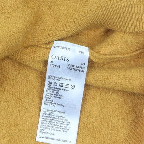 Oasis Women Yellow Knit Pullover Jumper Size XL Crew Neck