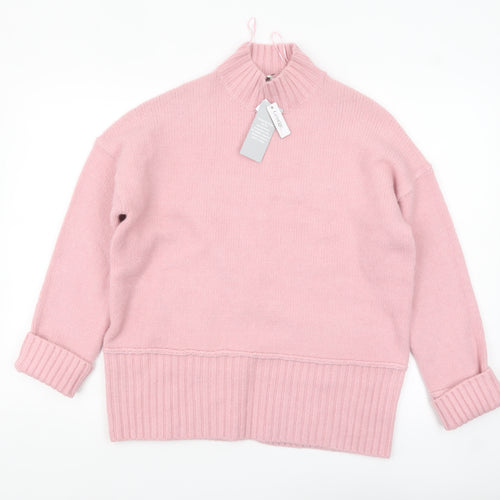 George Women's Pink Mock Neck Knit Jumper Size S 8-10