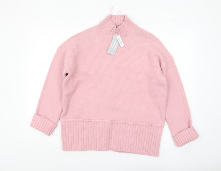 George Women's Pink Mock Neck Knit Jumper Size S 8-10
