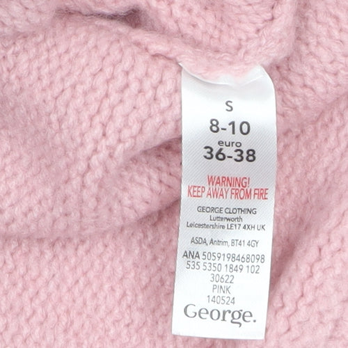 George Women's Pink Mock Neck Knit Jumper Size S 8-10