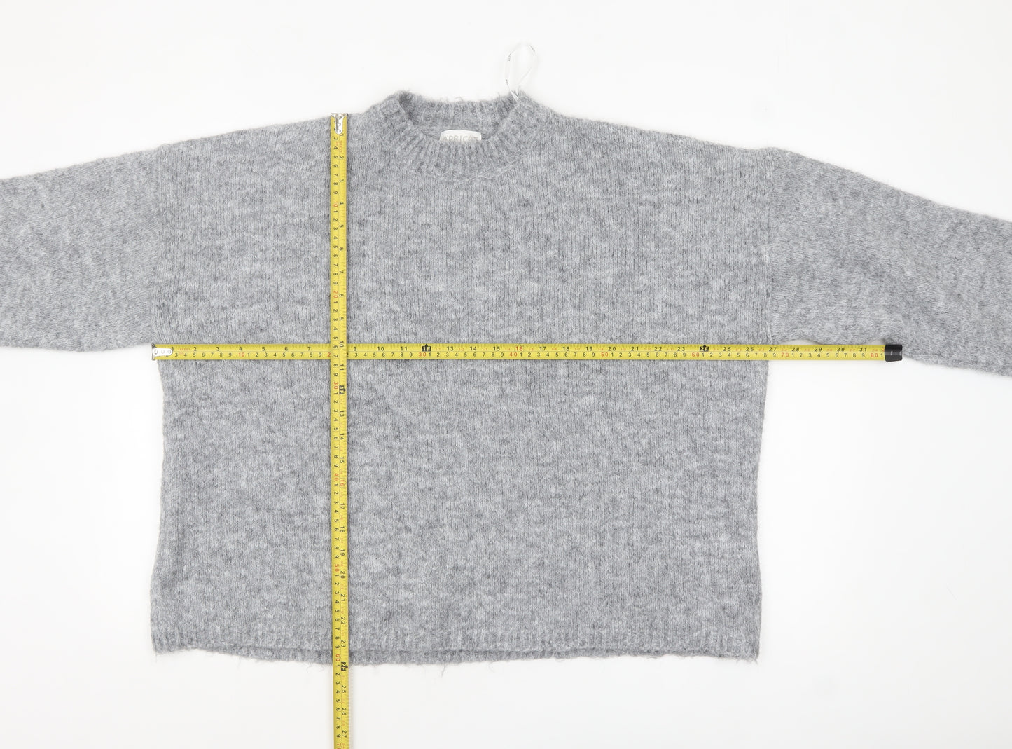 Apricot Women's Grey Mock Neck Chunky Knit Wool Blend Jumper Size S