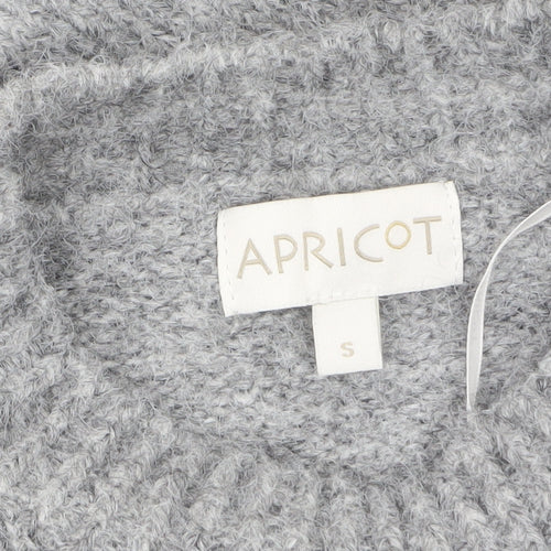 Apricot Women's Grey Mock Neck Chunky Knit Wool Blend Jumper Size S