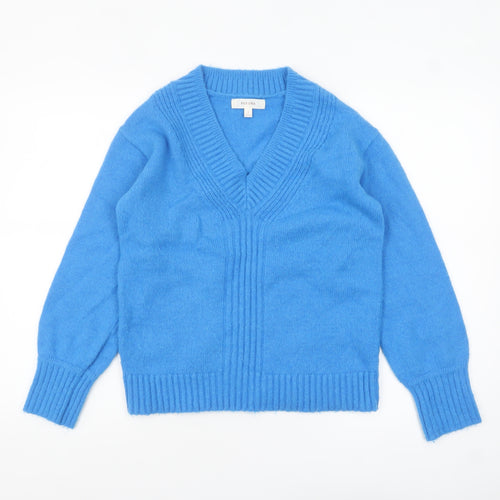 Marks and Spencer Per Una Women’s Blue V-Neck Wool Blend Jumper Size S