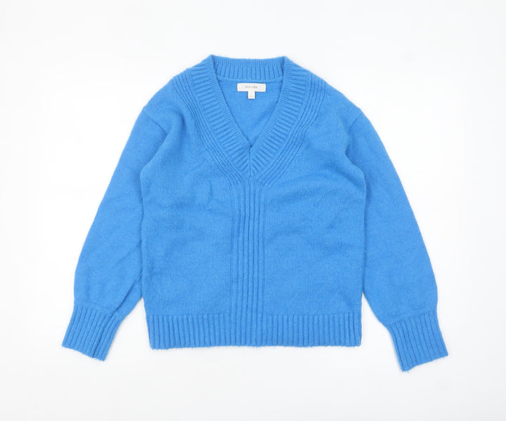 Marks and Spencer Per Una Women’s Blue V-Neck Wool Blend Jumper Size S
