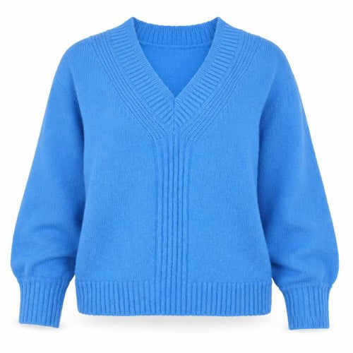 Marks and Spencer Per Una Women’s Blue V-Neck Wool Blend Jumper Size S