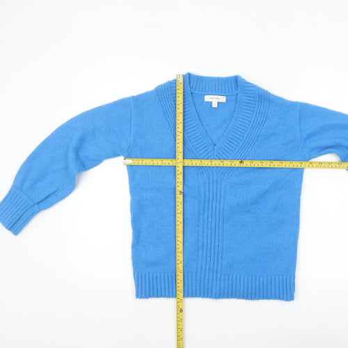 Marks and Spencer Per Una Women’s Blue V-Neck Wool Blend Jumper Size S
