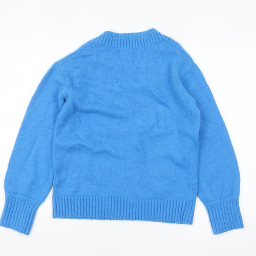 Marks and Spencer Per Una Women’s Blue V-Neck Wool Blend Jumper Size S