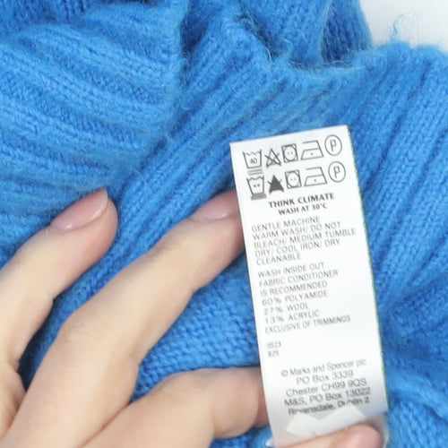Marks and Spencer Per Una Women’s Blue V-Neck Wool Blend Jumper Size S