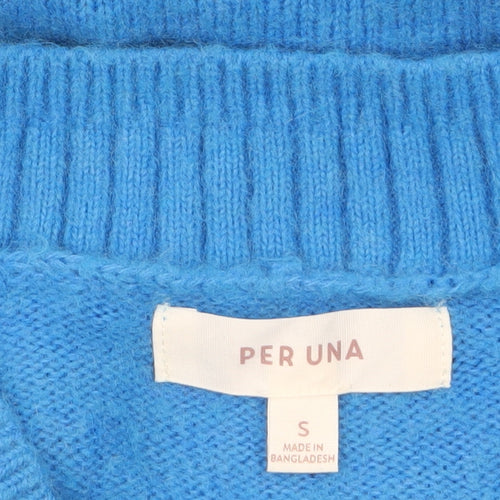 Marks and Spencer Per Una Women’s Blue V-Neck Wool Blend Jumper Size S
