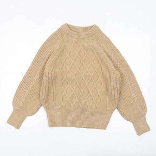 Marks and Spencer Women’s Beige Cable-Knit Jumper Size 12 Pullover