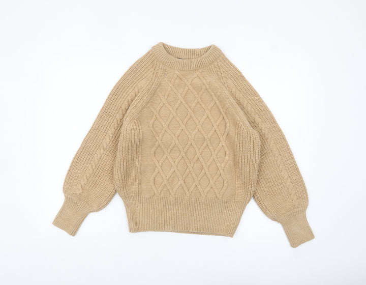 Marks and Spencer Women’s Beige Cable-Knit Jumper Size 12 Pullover