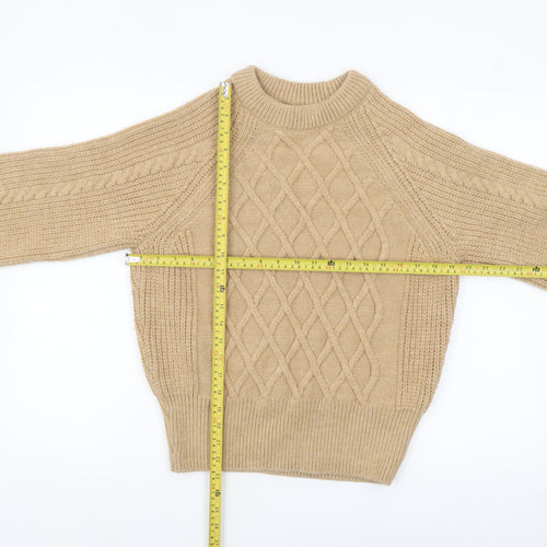 Marks and Spencer Women’s Beige Cable-Knit Jumper Size 12 Pullover