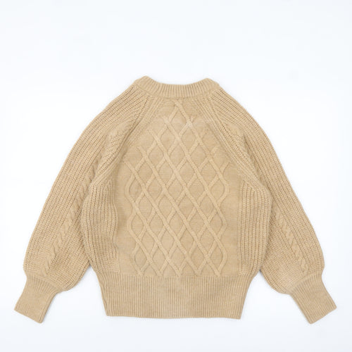 Marks and Spencer Women’s Beige Cable-Knit Jumper Size 12 Pullover