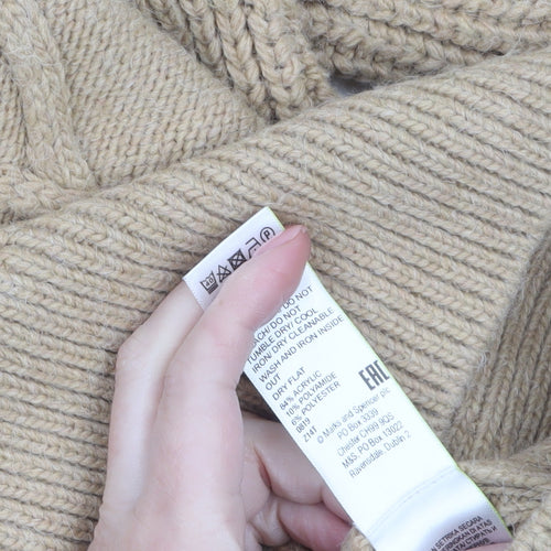 Marks and Spencer Women’s Beige Cable-Knit Jumper Size 12 Pullover