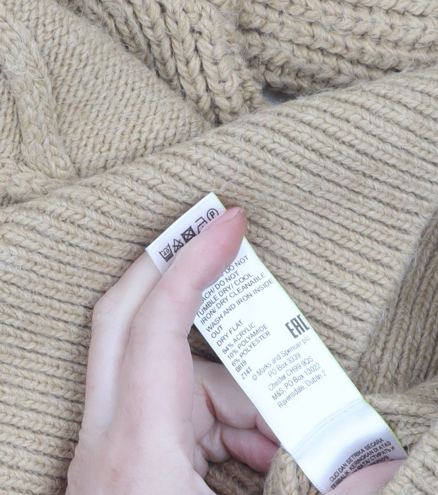 Marks and Spencer Women’s Beige Cable-Knit Jumper Size 12 Pullover