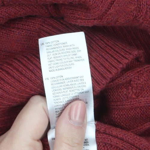 White Stuff Men's Red Cotton Cable Knit Half Zip Jumper XL