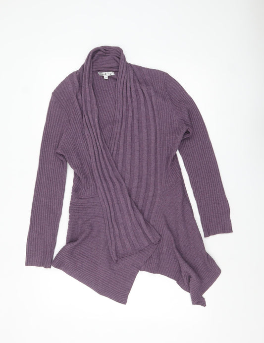 Elizabeth Scott Women's Purple Knit Cardigan S Relaxed Fit