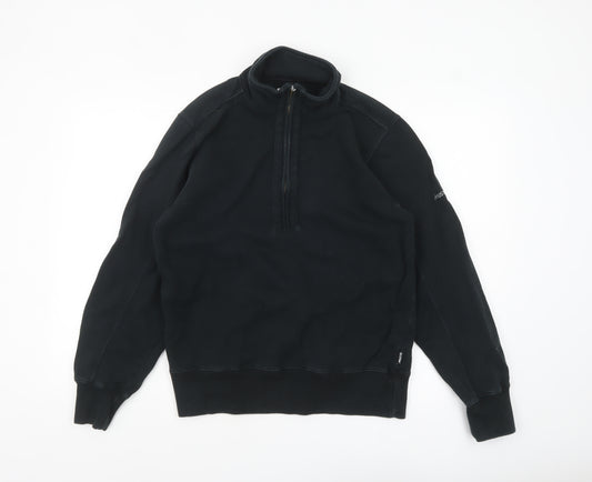 Musto Mens Black 1/4 Zip Fleece Sweatshirt Size S Regular Fit