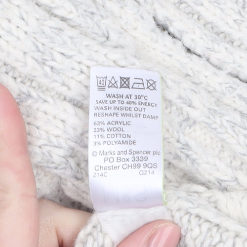 Marks and Spencer North Coast Men's Beige 2XL Full Zip Cable-Knit Jumper