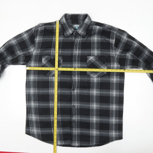 Easy Mens Black Check Flannel Button Jacket L Regular