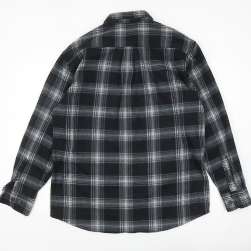 Easy Mens Black Check Flannel Button Jacket L Regular