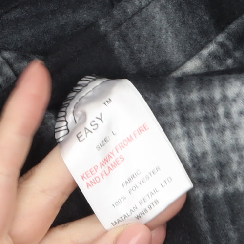 Easy Mens Black Check Flannel Button Jacket L Regular