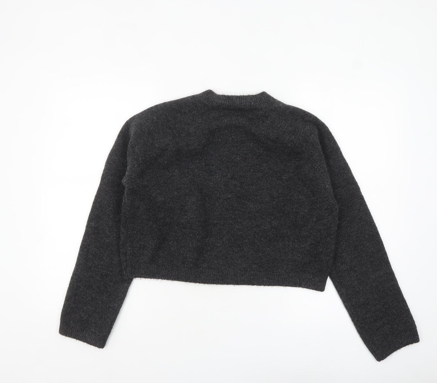 Zara Women Charcoal Grey Wool Blend Button Cardigan Size S