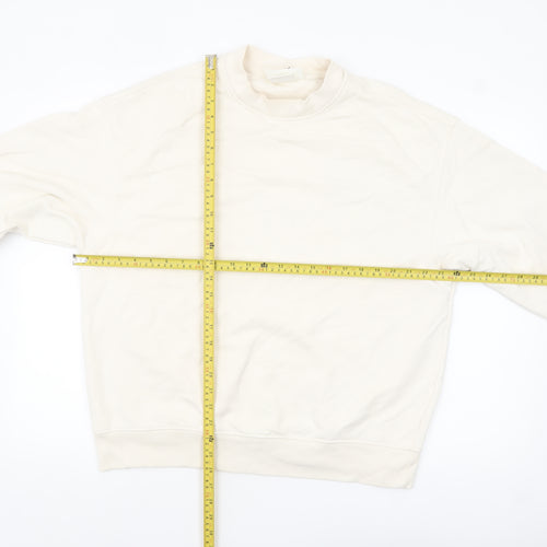 H&M Men’s Ivory Cotton Crew Neck Sweatshirt Size M Regular Fit