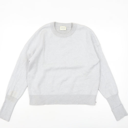 WRAP London Women Grey Cotton Jumper UK 14 Crew Neck Knit