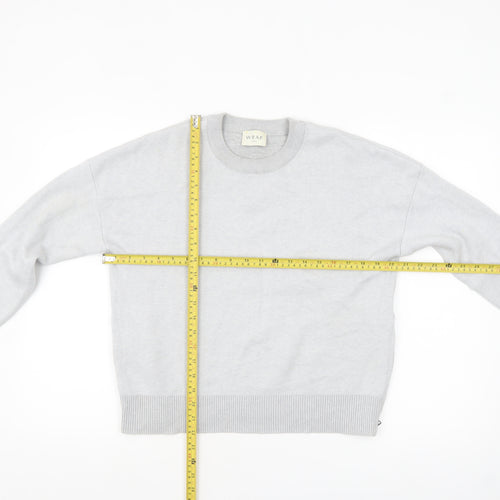 WRAP London Women Grey Cotton Jumper UK 14 Crew Neck Knit