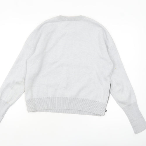 WRAP London Women Grey Cotton Jumper UK 14 Crew Neck Knit