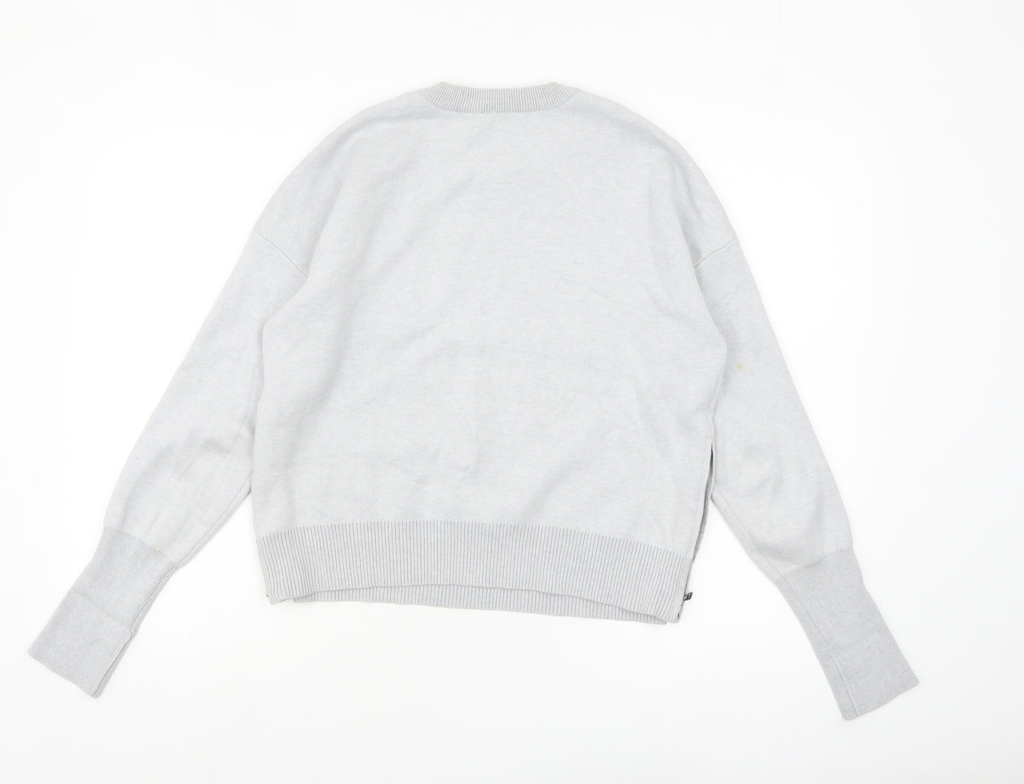 WRAP London Women Grey Cotton Jumper UK 14 Crew Neck Knit